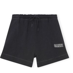 Ganni Black Fleece Drawstring Shorts